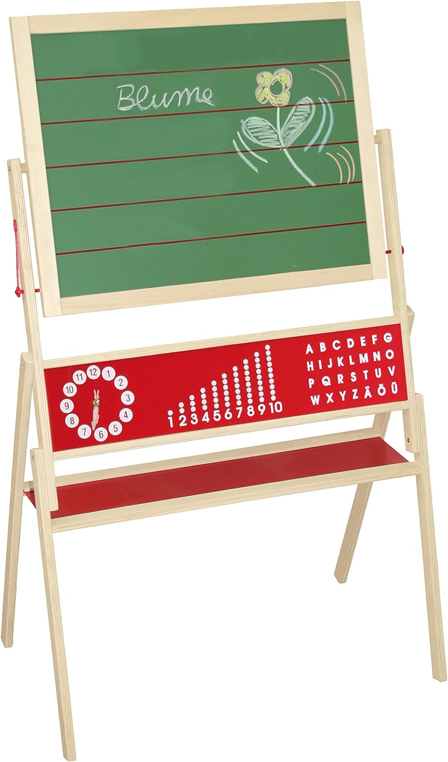 roba Tafel, Standtafel drehbar, Schreibtafel liniert, Maltafel magnetisch, Kindertafel Holz, natur N