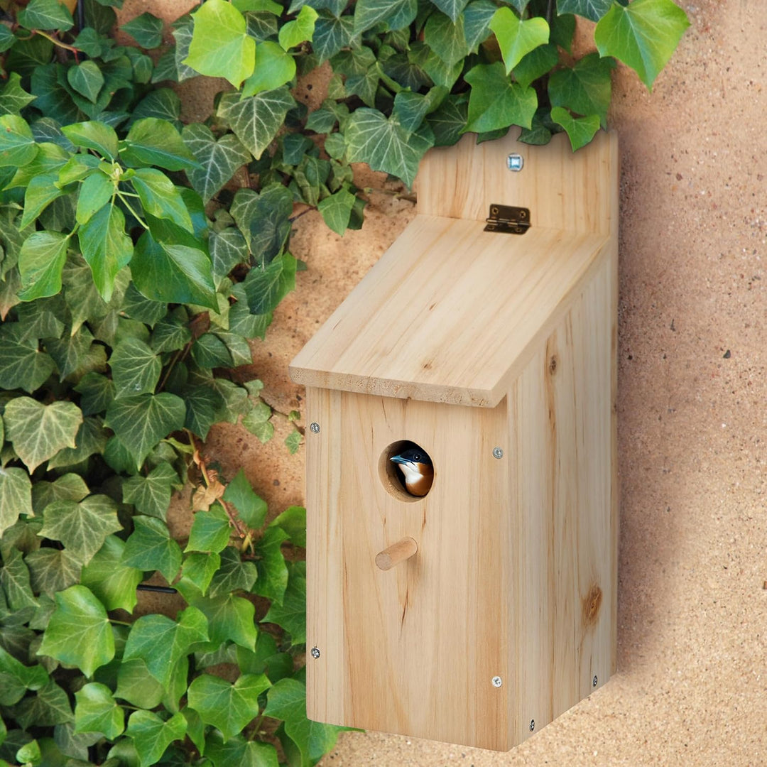 Relaxdays Nistkasten Bausatz für Vögel, 32mm Einflugloch, HBT: 29,5x11,5x17 cm, Vogelhaus zum selber