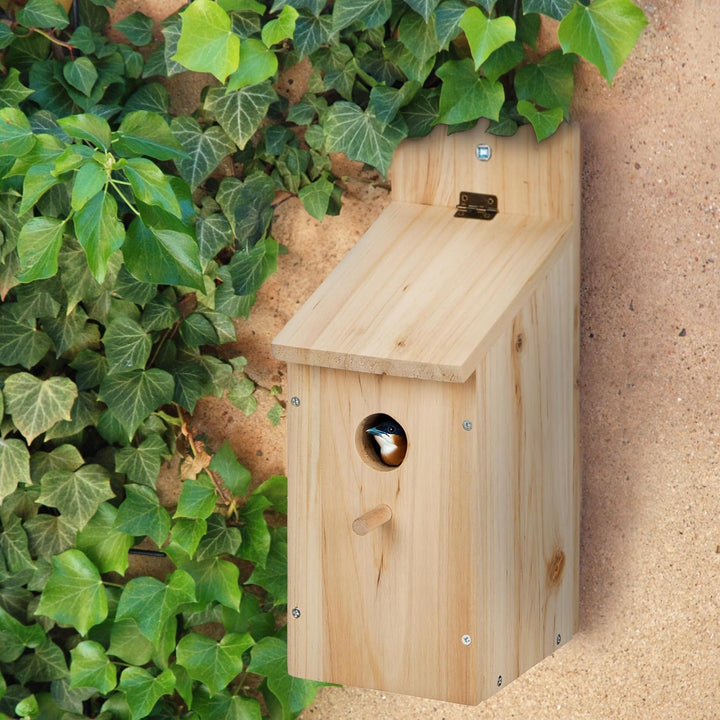Relaxdays Nistkasten Bausatz für Vögel, 32mm Einflugloch, HBT: 29,5x11,5x17 cm, Vogelhaus zum selber