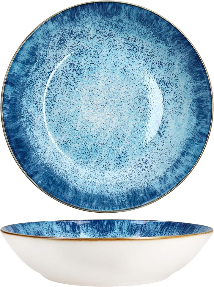 MamboCat Marina 6er Set Suppenteller I 450ml I blaue Porzellan-Teller maritimem Design für 6 Persone