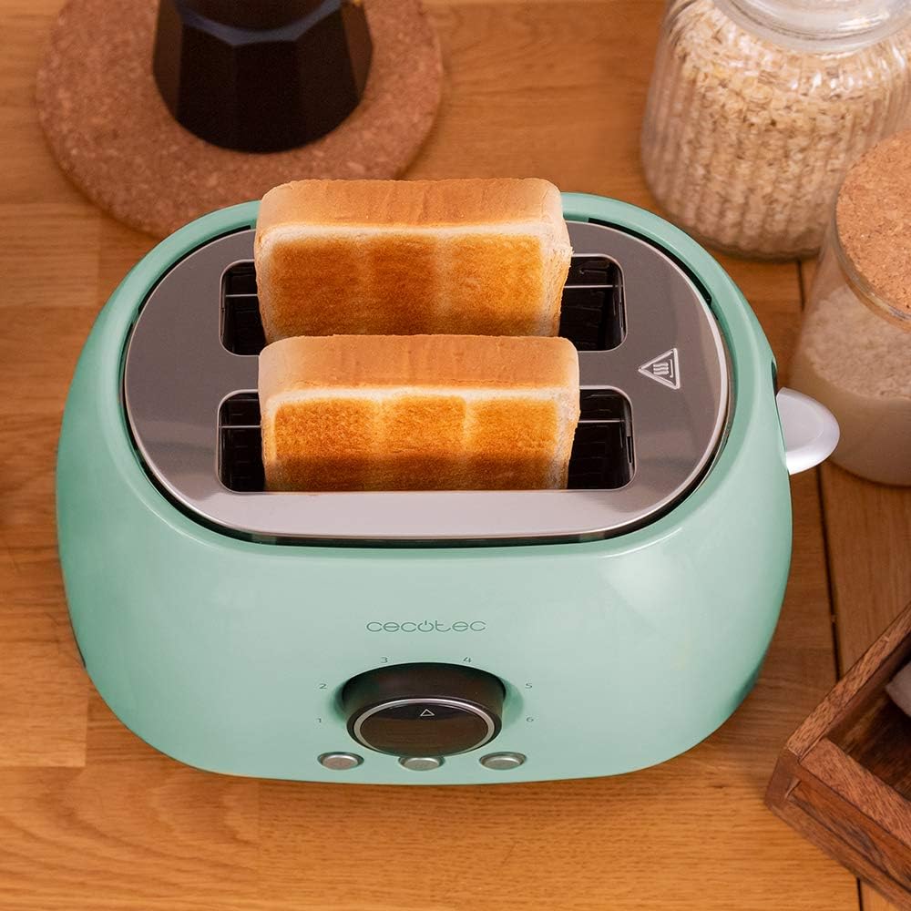 Cecotec Digitale Toaster ClassicToast 8000 Blue Double. 800W, 2 Extra breiten kurzen Schlitzen, 3 Vo