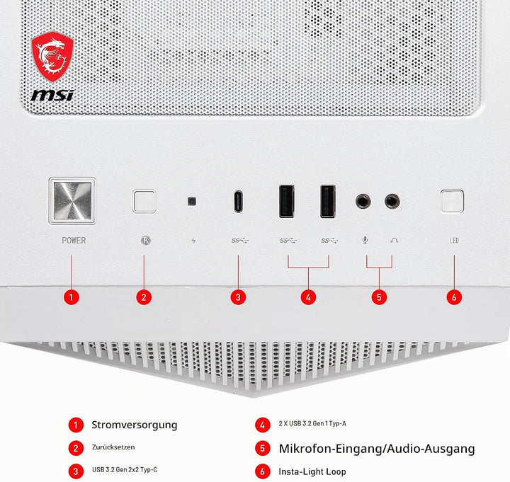 MSI MPG GUNGNIR 110R WHITE Mid-Tower PC Gehäuse - Gehärtetes Glas, unterstützt ATX, M-ATX, Mini-ITX,