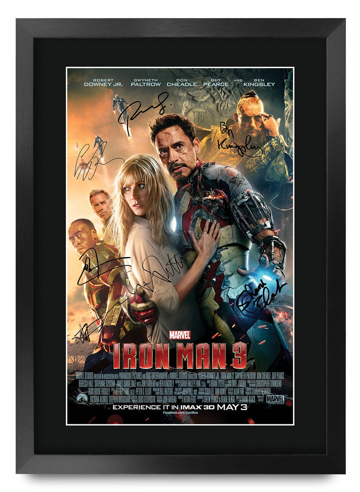 HWC Trading A3 FR Iron Man 3 Robert Downey Jr und Cast Geschenke Printed Poster Autogramm Bild für F