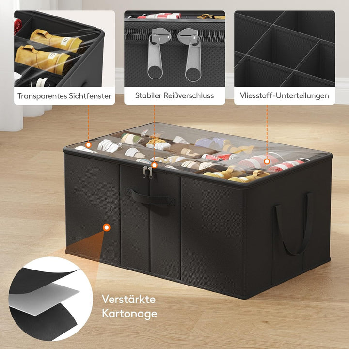 Lifewit Grosser Schuhorganizer für den Kleiderschrank, Faltbarer Schuhkarton mit durchsichtigem Deck