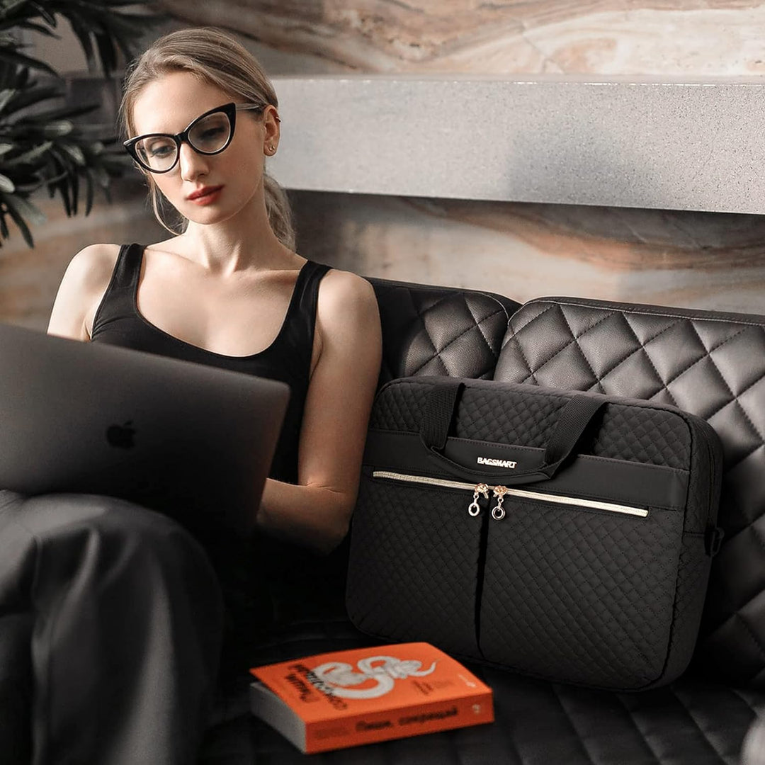 BAGSMART Laptoptasche, 17,3-Zoll-Aktentasche für Frauen, grosse Laptoptasche, Computertasche, Büro,