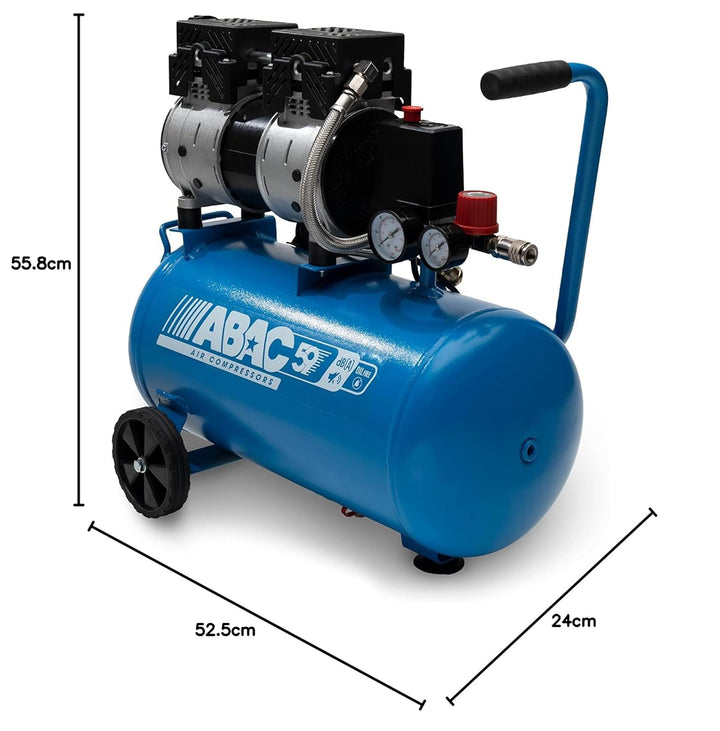 ABAC Geräuscharmer Luftkompressor EASE-AIR 24, Ölfreier Luftkompressor, Maximaler Druck 8 Bar, Leist