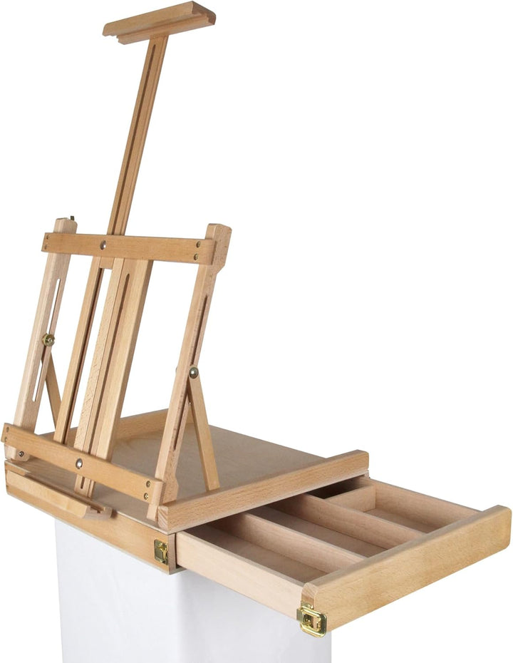 Paintersisters Professionelle Tischstaffelei, Sitzstaffelei aus FSC Buchenholz, Keilrahmen bis 80cm,