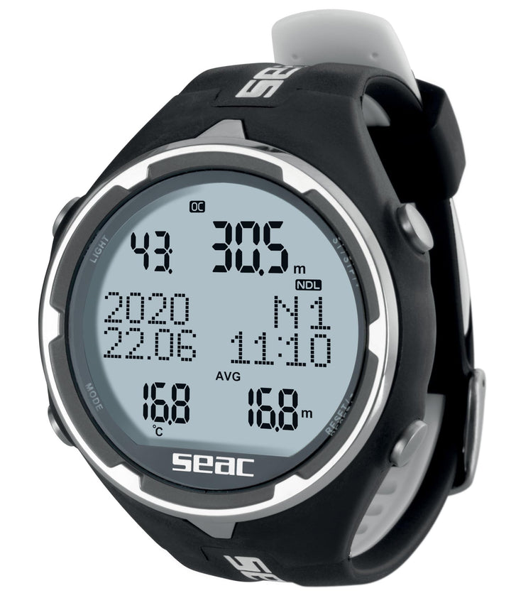 SEAC Action, Tauchcomputer für Gerätetauchen und Freediving, Logbuch, Dive Planner, Safety Alarme sc