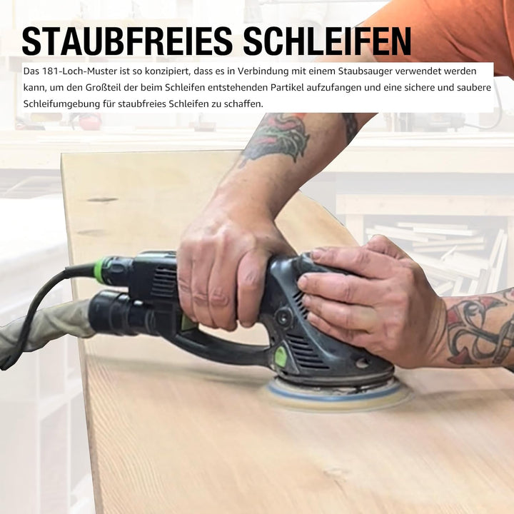 Schleifscheiben 150mm Klett 150 Körnung Keramik Schleifpapier Blau Poröses Schleifscheiben, Exzenter