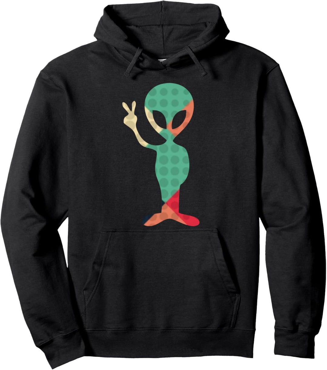 Ausserirdischer Friedenskomiker Retro-Alien Tie Dye Groovy Pullover Hoodie