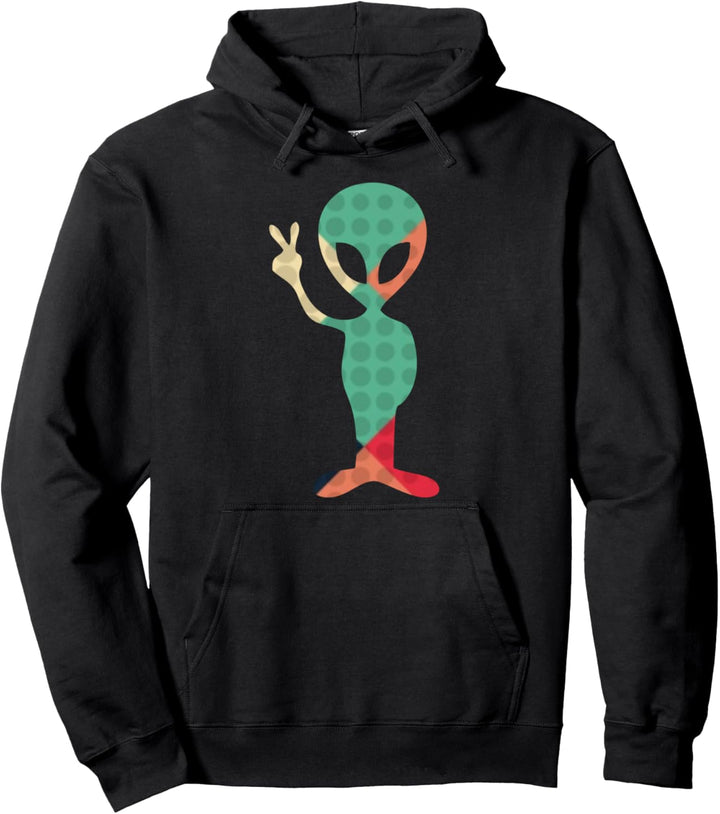 Ausserirdischer Friedenskomiker Retro-Alien Tie Dye Groovy Pullover Hoodie