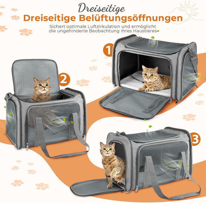 Lohofrnny Transporttasche Katze, Transportbox für Katze Hund, Katzentransporttasche, Faltbare Hausti