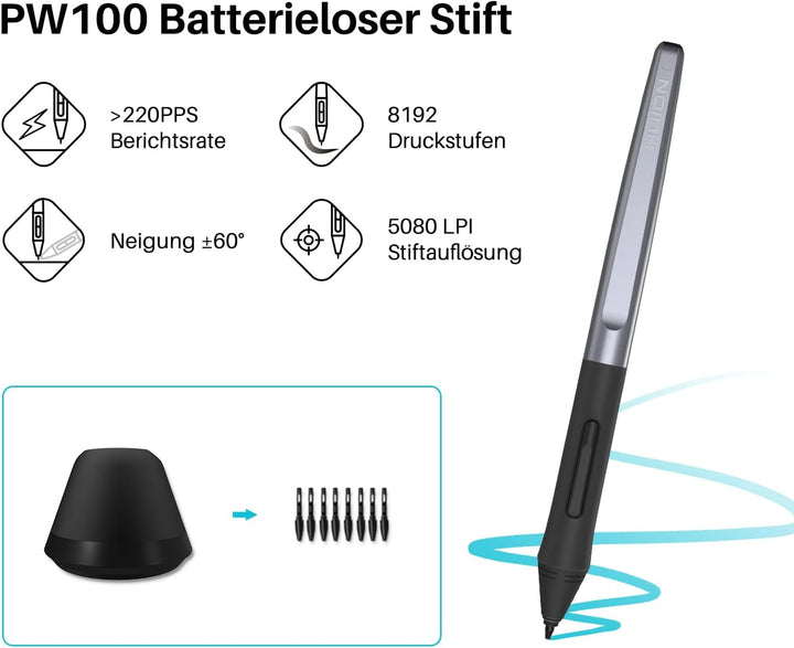 HUION H1060P 10 x 6,25 Zoll Arbeitsbereich-Grafiktablett (Android-Geräte unterstützt) mit einem Upgr