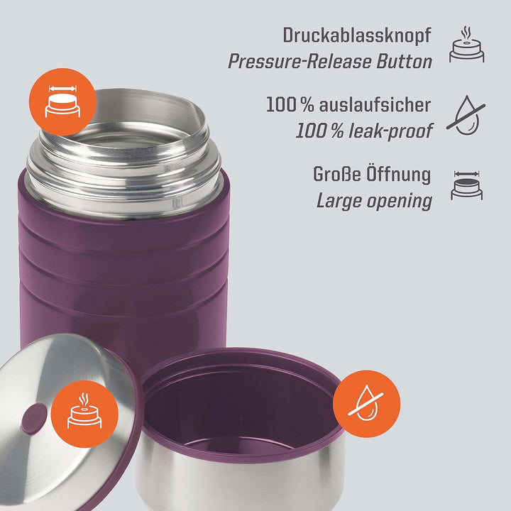 Esbit Thermobehälter Majoris für Essen - Warmhaltebehälter 600 ml in Aubergine - aus Edelstahl für w