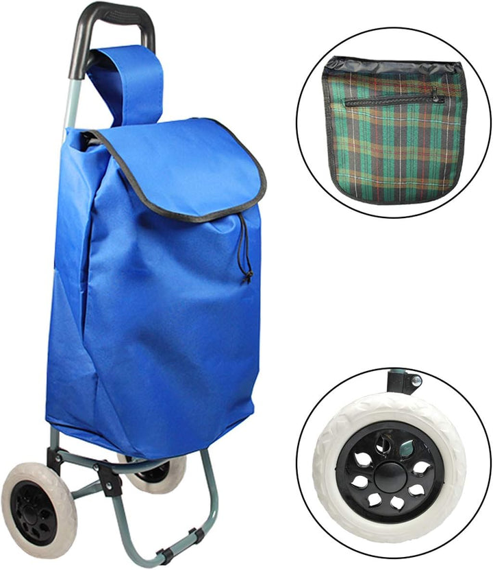 HELO Einkaufstrolley Trolley Einkaufswagen Handwagen Koffer Handgepäck Trolli Roller (Blau), Blau