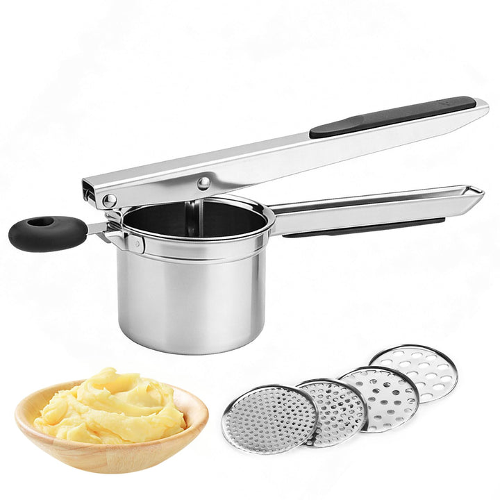 Kartoffelpresse, Spätzlepresse Edelstahl, Spaghettieispresse mit 4 Austauschbare Sieb, Spagettieis Q