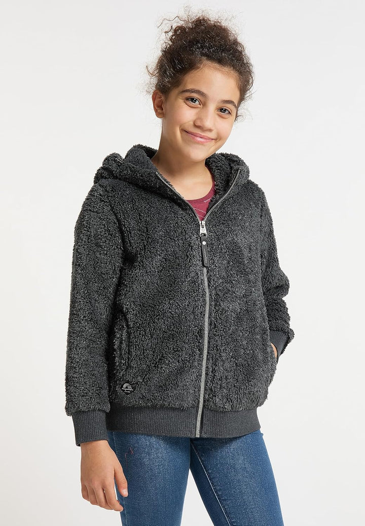 Ragwear Valentyna Mädchen Sweatjacke Sweatshirt mit Kapuze Plüsch Teddyfell Jacke Cardigan Strickjac