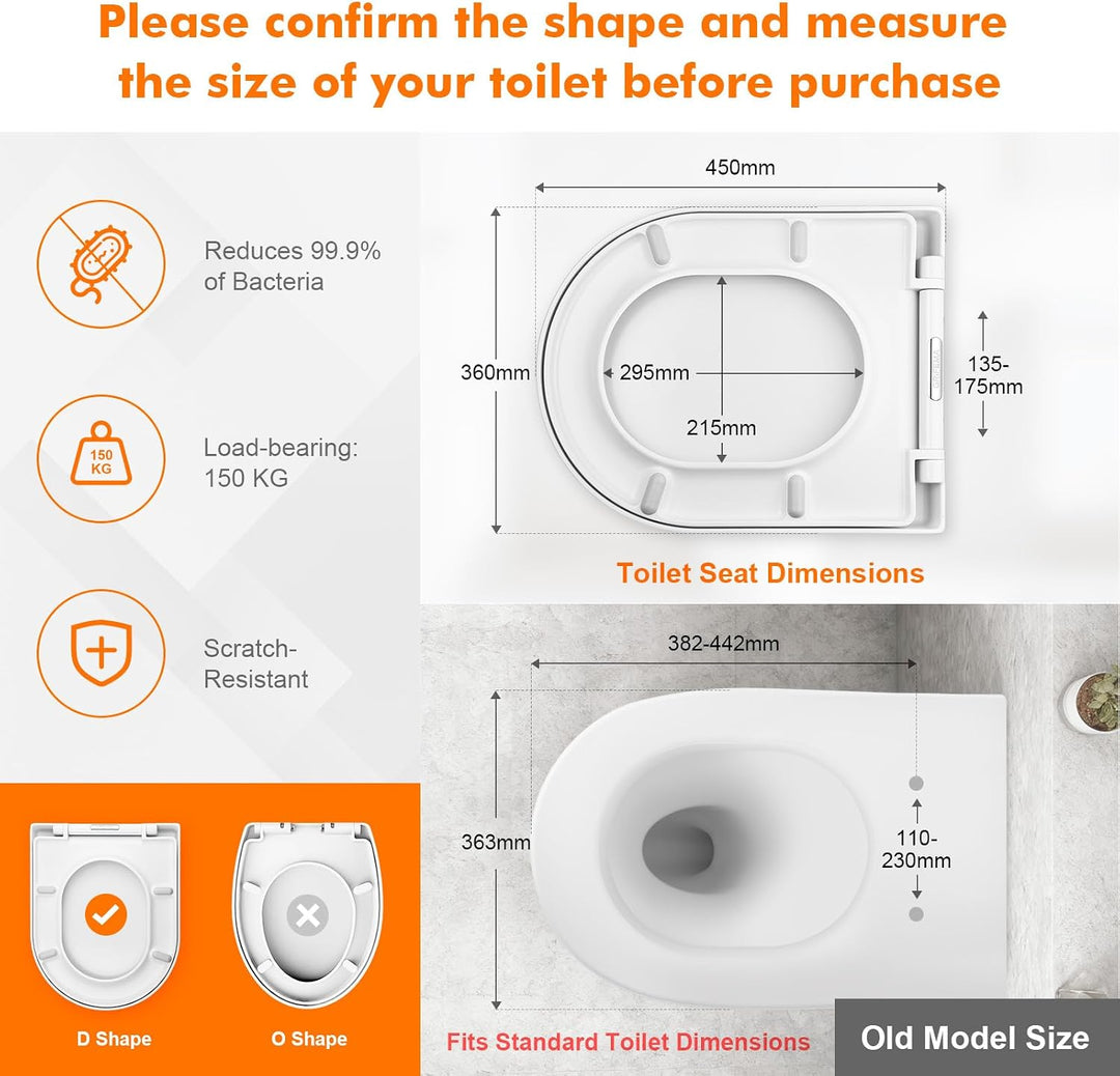 GRIFEMA WC Sitz mit Absenkautomatik-D Toilettendeckel Einfache Montage und Sauber, Klodeckel Quick-R