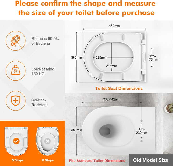 GRIFEMA WC Sitz mit Absenkautomatik-D Toilettendeckel Einfache Montage und Sauber, Klodeckel Quick-R