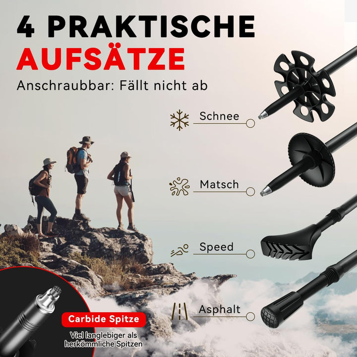DOBESTS Wanderstöcke, Nordic Walking Stöcke Aluminium Rot Premium, Rot Premium