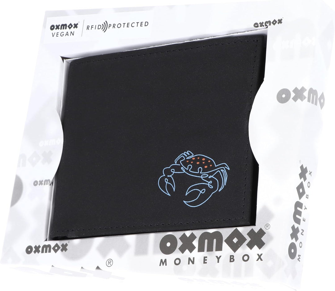 Oxmox Geldbörse New Cryptan RFID Protect Querscheinbörse Crab Print Cyan Black, Crab Print Cyan Blac