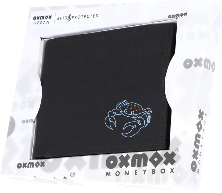 Oxmox Geldbörse New Cryptan RFID Protect Querscheinbörse Crab Print Cyan Black, Crab Print Cyan Blac