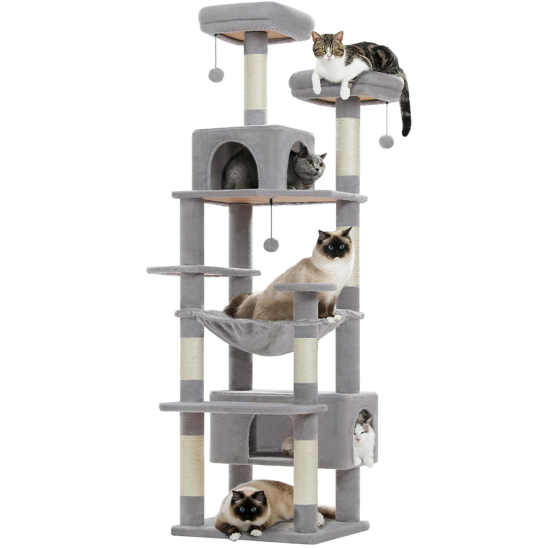 PAWZ Road Kratzbaum für grosse Katzen, 184 cm, 1,9 m grosser Katzenturm mit Sisalüberzogenen Kratzbä