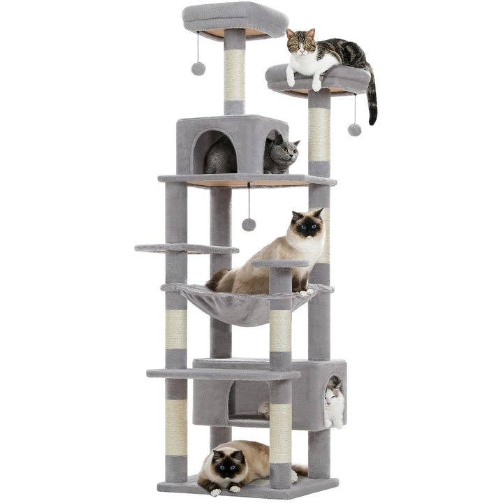 PAWZ Road Kratzbaum für grosse Katzen, 184 cm, 1,9 m grosser Katzenturm mit Sisalüberzogenen Kratzbä