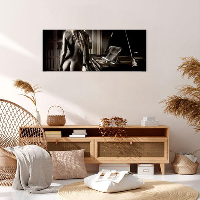 Wandbilder Dekoration Wohnzimmer Frau Nackt Geheimnis Panorama Bilder auf Leinwand 120x50cm Leinwand