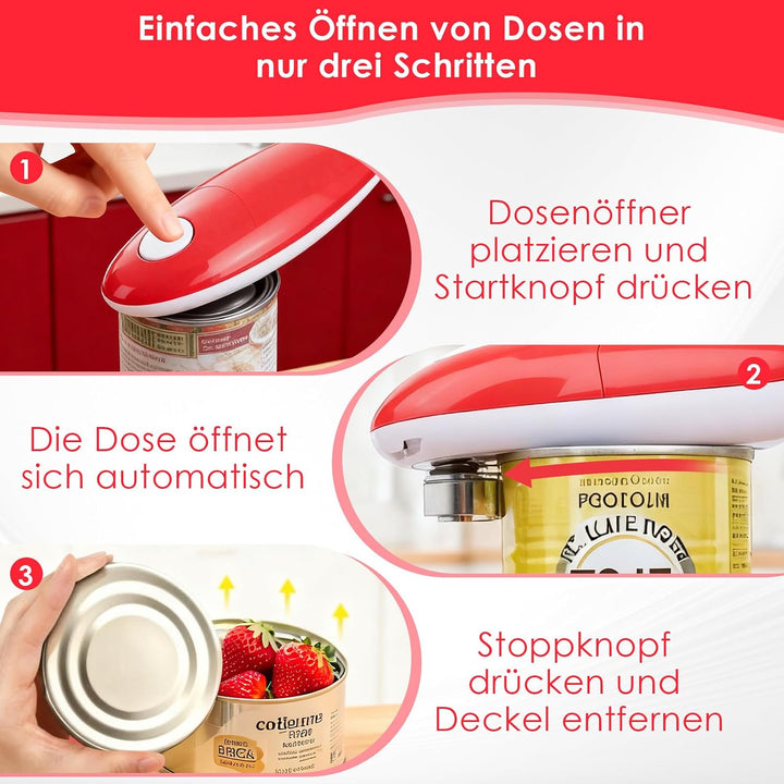 Dosenöffner, Elektrischer Dosenöffner mit 1-Knopf-Bedienung für alle Dosenformen &amp; grössen, Keine Sc