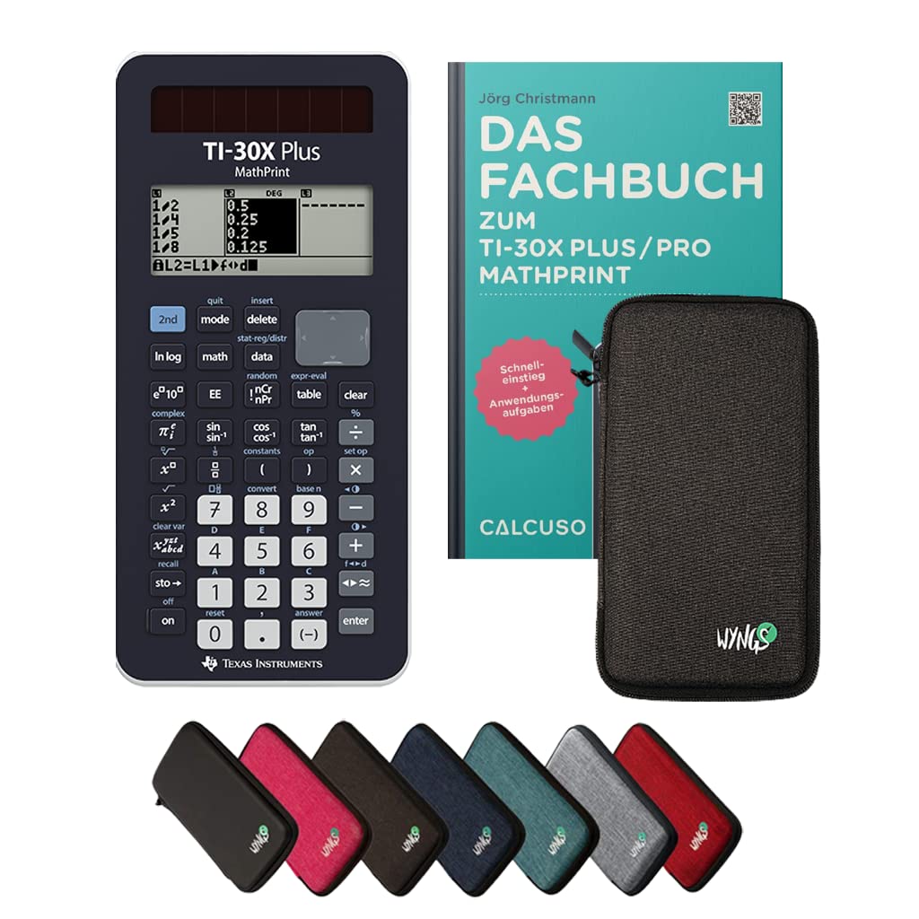 CALCUSO Standardpaket: TI-30X Plus MathPrint technisch-wissenschaftlicher Schulrechner + WYNGS Schut
