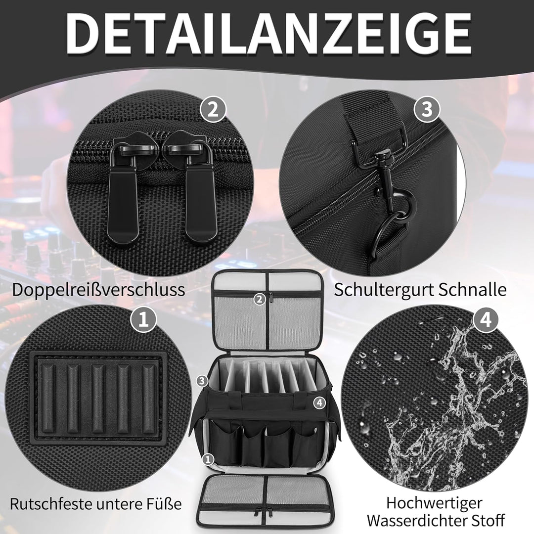 DJ Tasche, 1680D Nylon DJ Gigbag mit Abnehmbaren Trennwänden und Boden, DJ Kabel Organizer Tasche fü