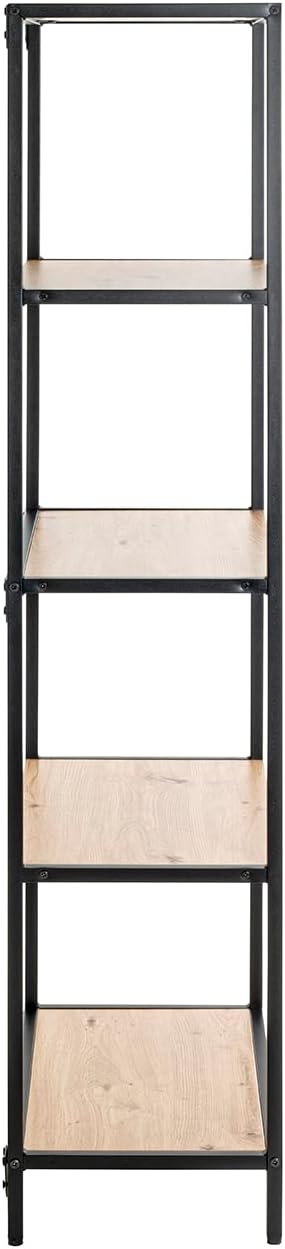 HAKU Regal Eiche hell, schwarz, MDF, Metall - Masse: B 64 x H 167 x T 35 cm, Style: Modern Eiche, Sc