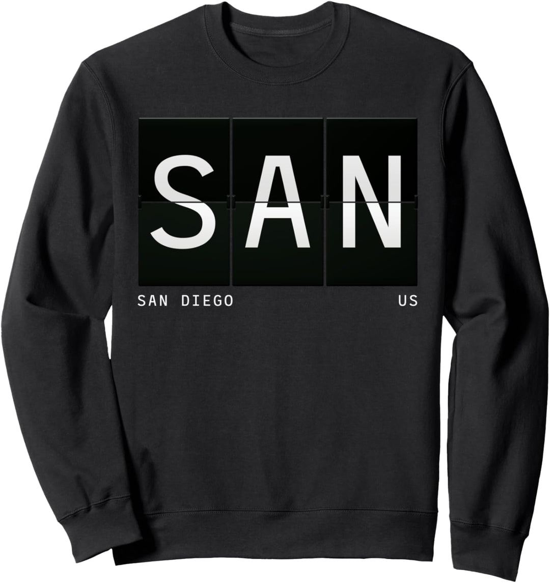 SAN 'San Diego California' Retro Flughafencode World Travel Sweatshirt