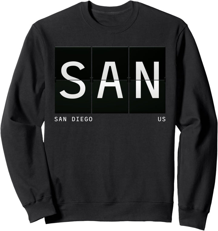SAN 'San Diego California' Retro Flughafencode World Travel Sweatshirt