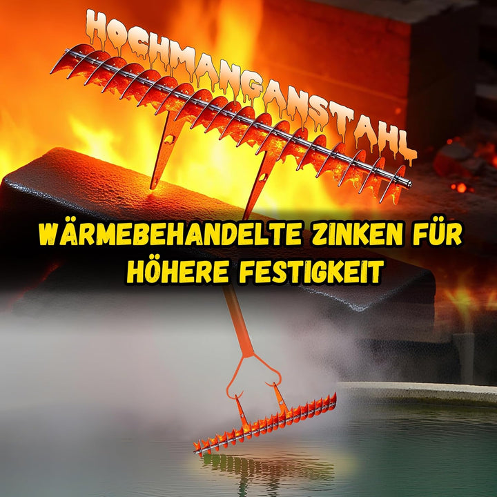Gartenrechen Vertikutier-Rechen für den Rasen, 38 cm Verstellbarer Rechenkopf, Dethatcher zum Entfer