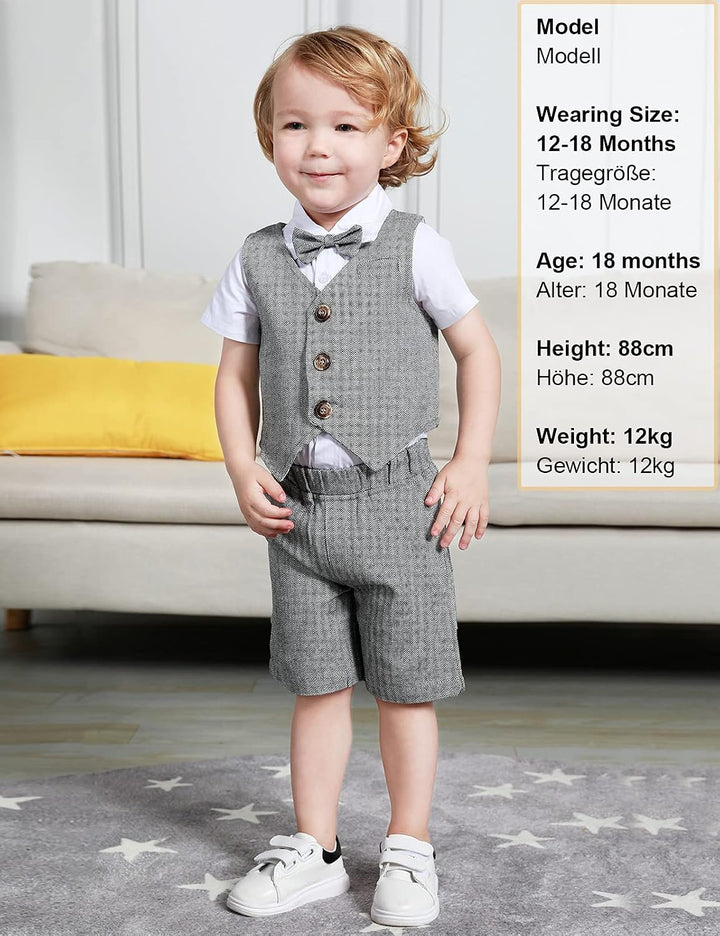 mintgreen Baby Junge Taufe Outfit Smoking Anzug Set 18-24 Monate Dunkelgrau, 18-24 Monate Dunkelgrau