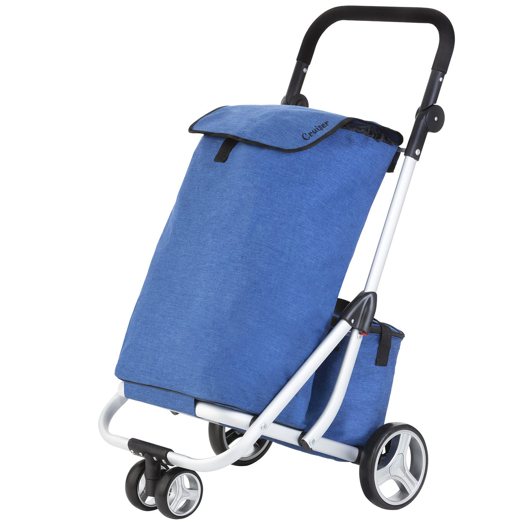 Cruiser Einkaufswagen Trolley 59 Liter mit 14 ltr Kuhltasche - 3 räder Einkaufsladen (blau), Blau