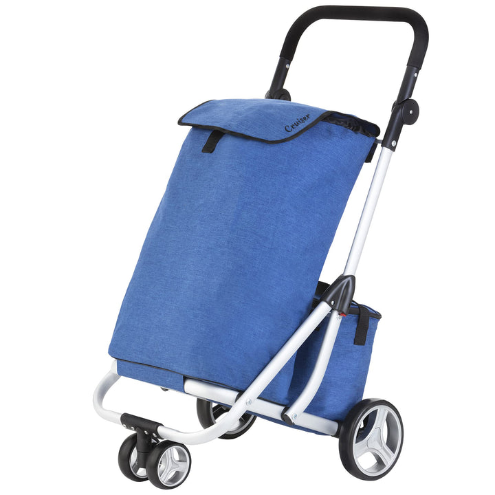 Cruiser Einkaufswagen Trolley 59 Liter mit 14 ltr Kuhltasche - 3 räder Einkaufsladen (blau), Blau