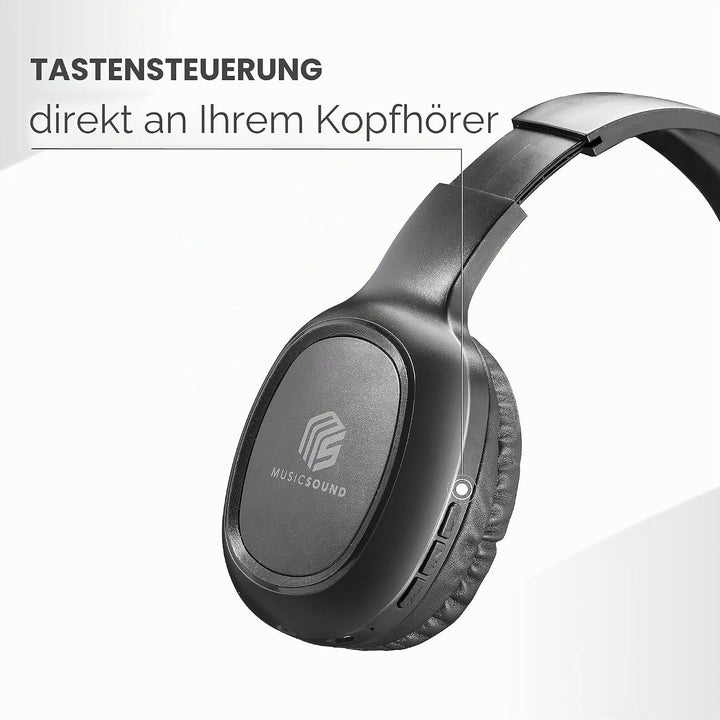 Music Sound | Bluetooth Kopfhörer Basic | Ohrmuschel-Bluetooth-Kopfhörer mit Ausziehbarem Kopfband –