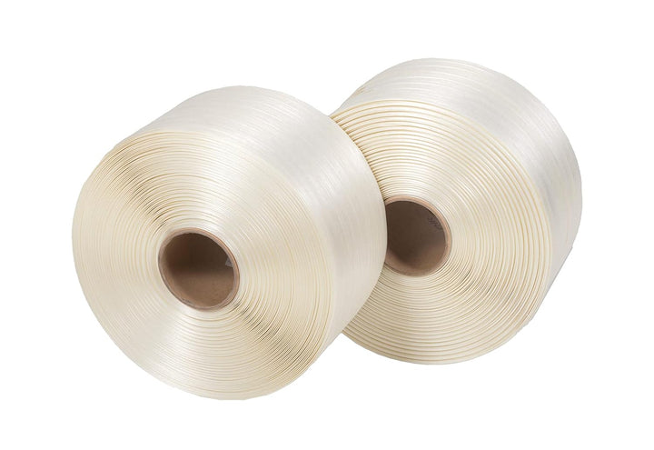 2 Rollen 16mm Polyester Umreifungsband | 850mtr | Zugfestigkeit: 450KG | Kerndurchmesser: 76mm. (031