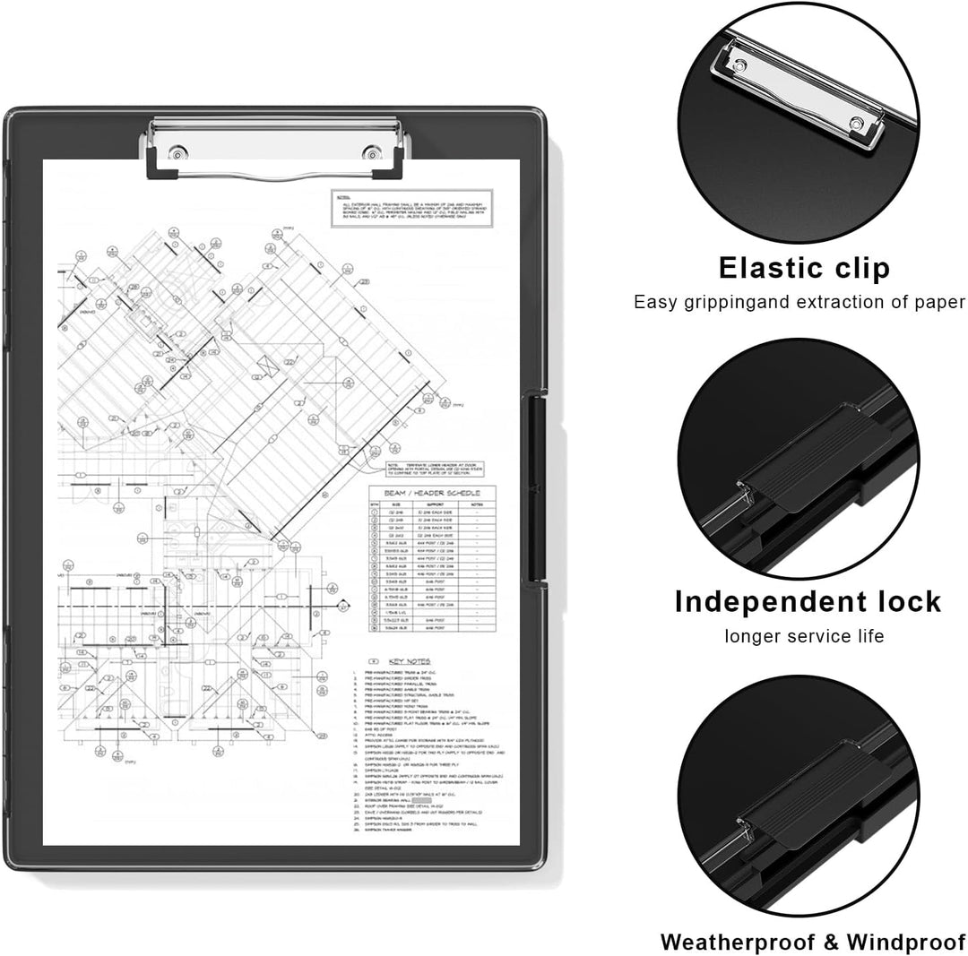 Kunststoff-Klemmbrett mit Aufbewahrung, Heavy-Duty Klemmbrett mit Dual Compartment Storage, glatte S