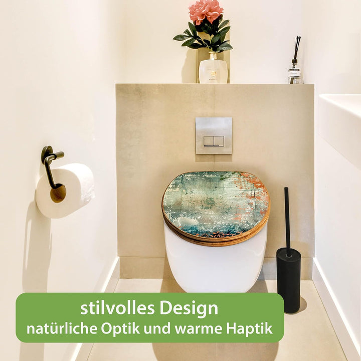 banjado Design WC Sitz Bambus Absenkautomatik 45,8x37,5cm - Toilettendeckel mit Absenkautomatik Holz