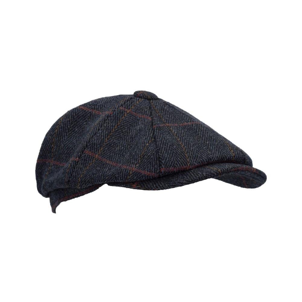 WALKER AND HAWKES - Unisex Bakerboy-Ballonmütze aus Tweed - 8-Panel-Konstruktion S Blauer Tweed, S B