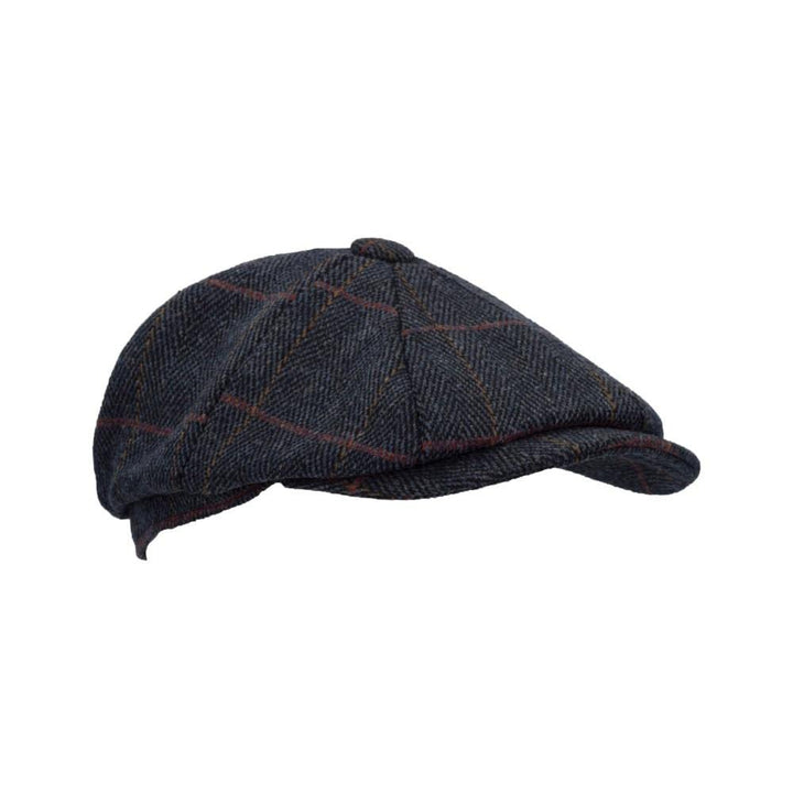 WALKER AND HAWKES - Unisex Bakerboy-Ballonmütze aus Tweed - 8-Panel-Konstruktion S Blauer Tweed, S B