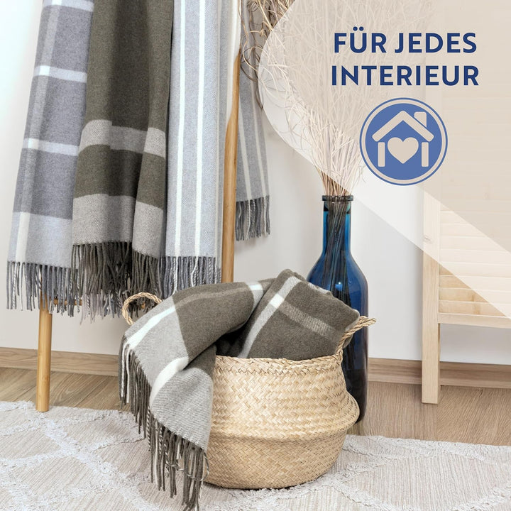 Nostra | Andora Merino Decke mit Kaschmir | Tagesdecke 140x200 | Wolldecke für Couch, Camping Sofa,