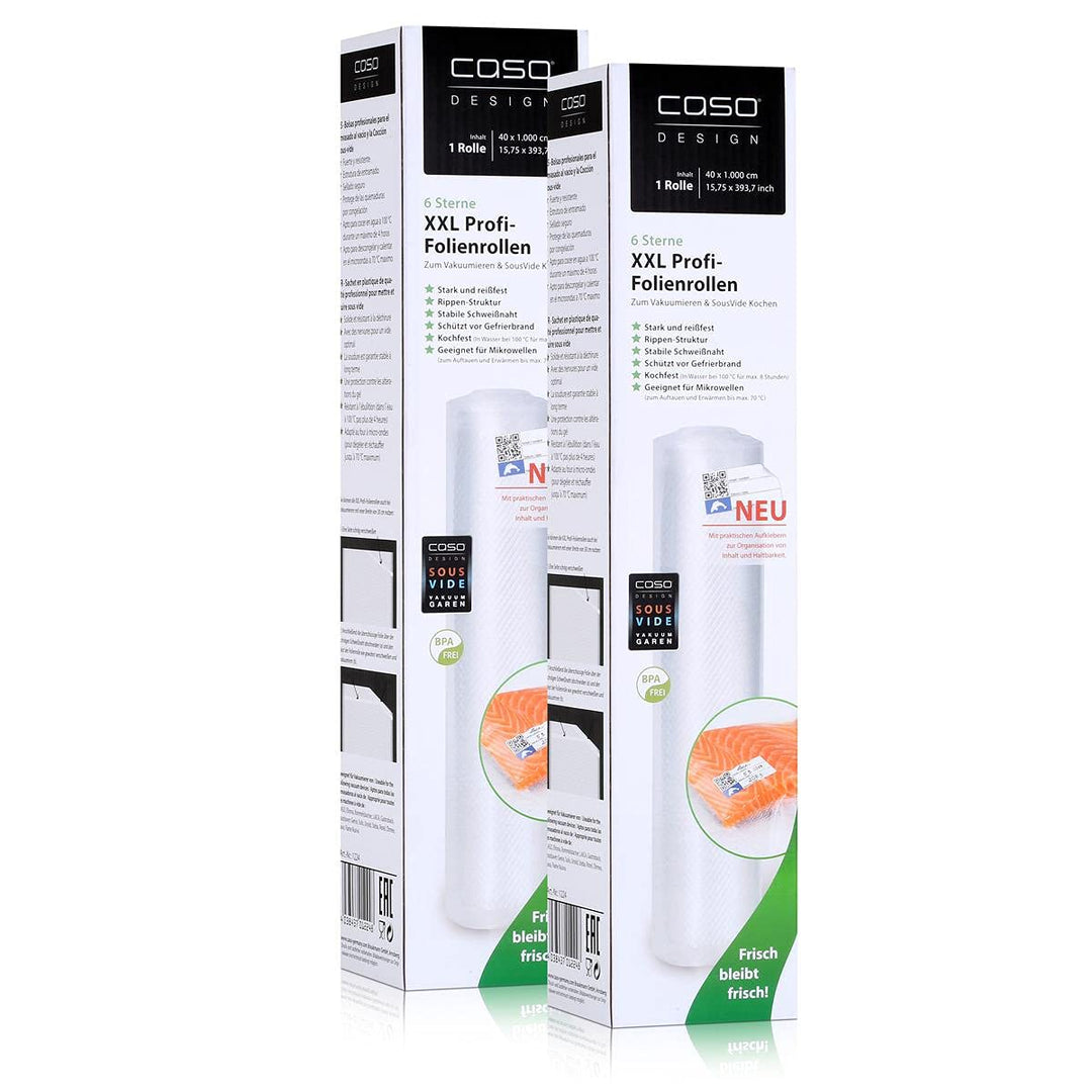 Caso XXL Profi-Folienrollen 40x1000 cm / 1 Rolle für Vakuumierer Caso (2er Pack)