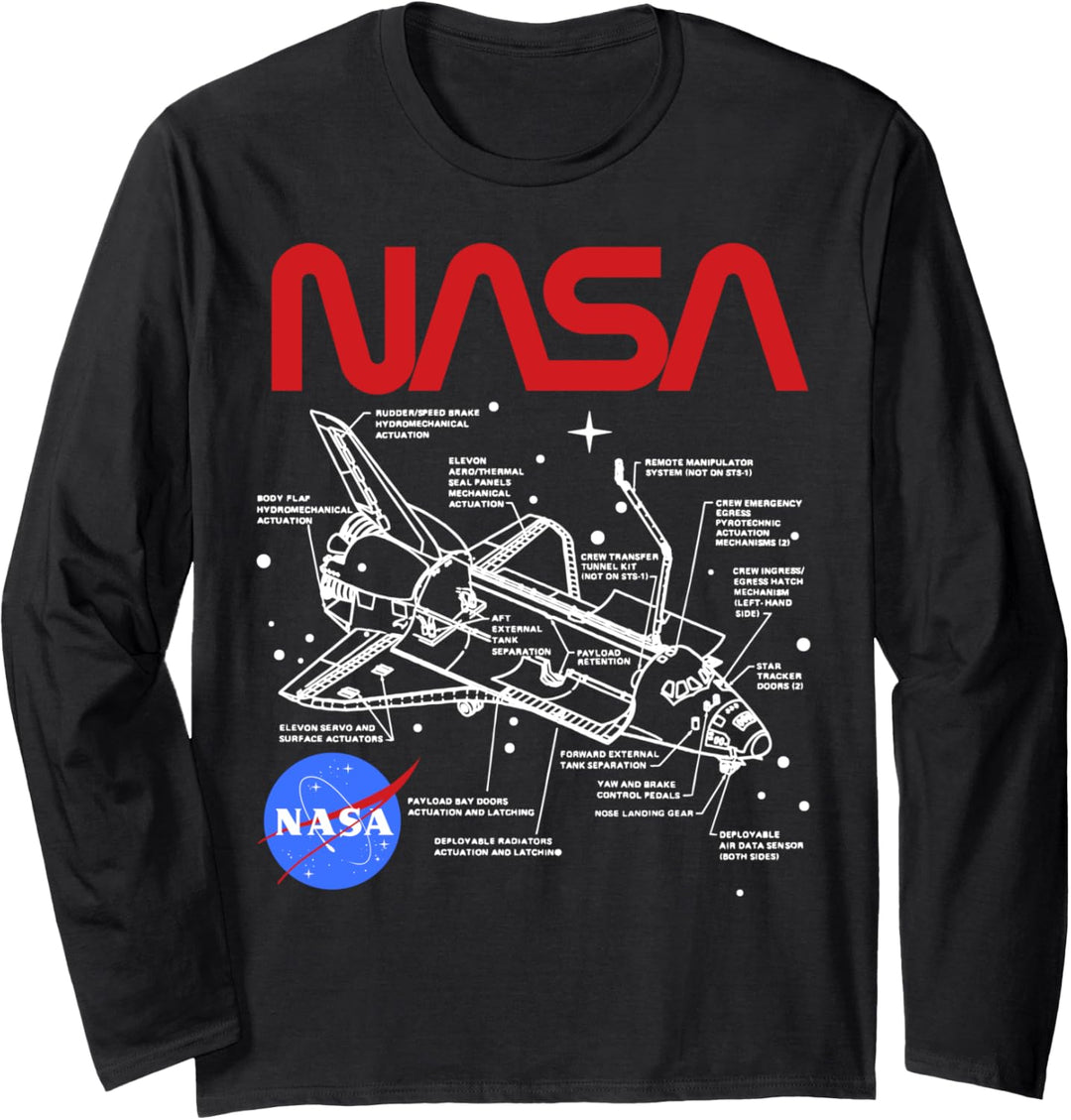 NASA Space Shuttle Schematic Layout Langarmshirt