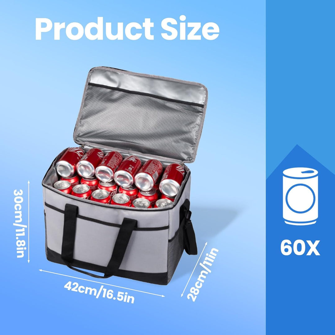 35L Gross Outdoor Kühltasche Faltbar, 60 Can Kühltasche Thermotasche Isoliertasche für Getränke &amp; Ge