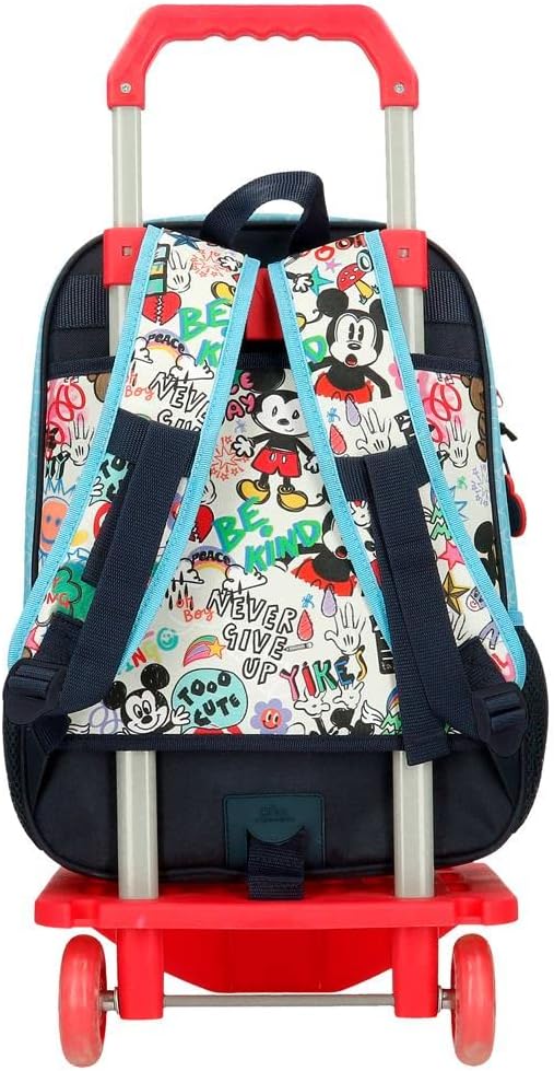 Disney Mickey Be Cool Schulrucksack mit blauem Trolley 30x38x12 cm Polyester 13.68L Rucksack 38 + Tr